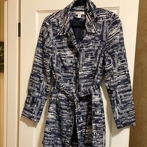 Navy and White Patterned Women's Coat